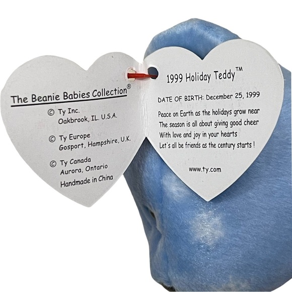 Ty Beanie Babies 1999 Holiday Teddy Bear Plush Toy - Blue - Picture 4 of 6